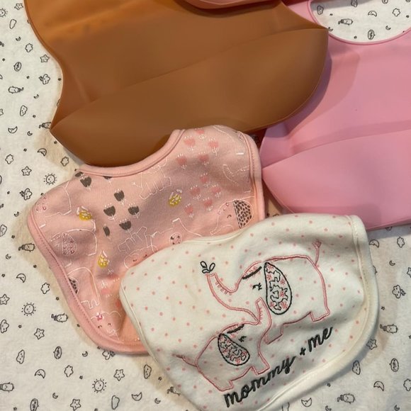 Baby Girl Bibs Silicone Pocket Bibs Cloth Bibs EIGHT BIBS - Picture 2 of 5